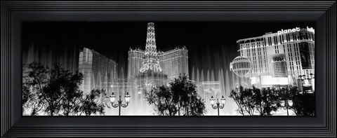 Framed Las Vegas Hotels at Night (black &amp; white) Print