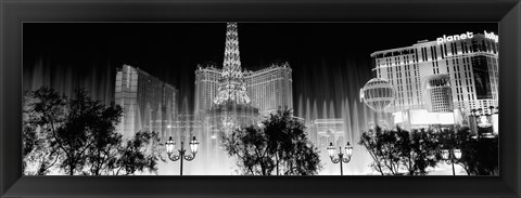 Framed Las Vegas Hotels at Night (black &amp; white) Print