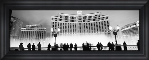 Framed Bellagio Resort And Casino Lit Up At Night, Las Vegas (black &amp; white) Print