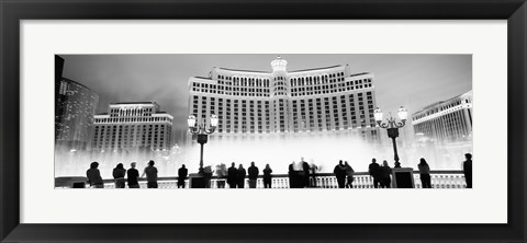 Framed Bellagio Resort And Casino Lit Up At Night, Las Vegas (black &amp; white) Print