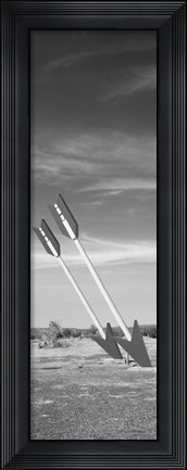 Framed Twin arrows in the field, Route 66, Arizona (black and white) Print