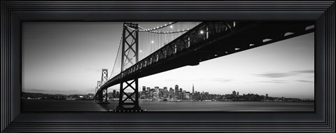 Framed Bay Bridge in black and white, San Francisco Bay, San Francisco, California, USA Print
