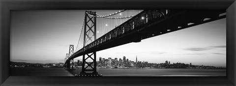 Framed Bay Bridge in black and white, San Francisco Bay, San Francisco, California, USA Print
