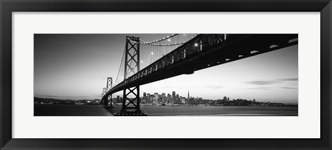 Framed Bay Bridge in black and white, San Francisco Bay, San Francisco, California, USA Print