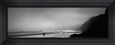 Framed Surfers on the beach, Point Reyes National Seashore, Marin County, California, USA Print