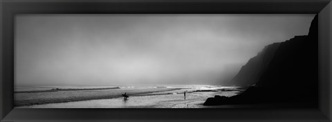 Framed Surfers on the beach, Point Reyes National Seashore, Marin County, California, USA Print