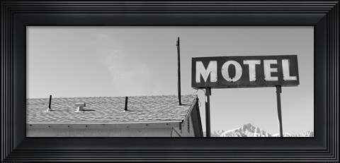 Framed Low angle view of a motel sign, Eastern Sierra, Lone Pine, California, USA Print
