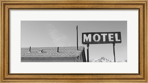 Framed Low angle view of a motel sign, Eastern Sierra, Lone Pine, California, USA Print