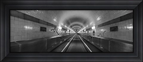 Framed Underground walkway, Old Elbe Tunnel, Hamburg, Germany Print