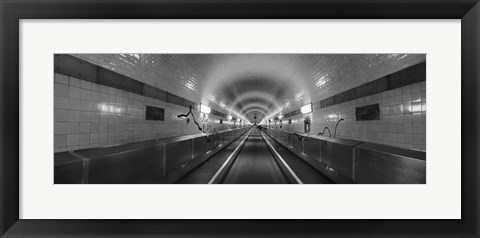 Framed Underground walkway, Old Elbe Tunnel, Hamburg, Germany Print