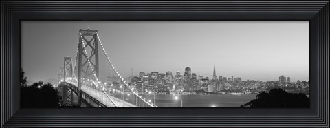 Framed Bay Bridge at Night, San Francisco (black &amp; white) Print