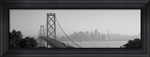 Framed San Francisco Skyline with Bay Bridge (black &amp; white) Print
