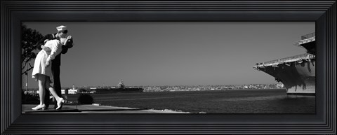 Framed Kiss between a sailor and a nurse sculpture, San Diego Aircraft Carrier Museum, San Diego, California, USA Print