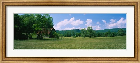 Framed Barn in a field, Cades Cove, Great Smoky Mountains National Park, Tennessee, USA Print