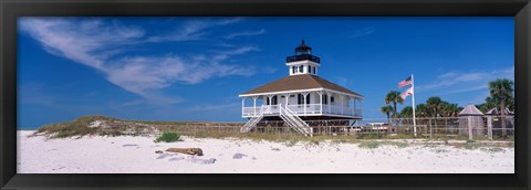 Framed Lighthouse on the beach, Port Boca Grande Lighthouse, Gasparilla Island State Park, Gasparilla Island, Florida, USA Print