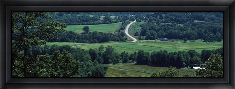 Framed Winding road passing through a landscape, East Central, Missouri, USA Print