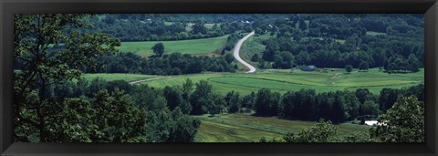 Framed Winding road passing through a landscape, East Central, Missouri, USA Print
