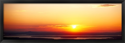 Framed Sunset over mountain range, Cadillac Mountain, Acadia National Park, Maine, USA Print