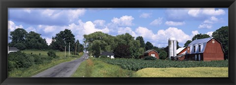 Framed Road passing through a farm, Emmons Road, Tompkins County, Finger Lakes Region, New York State, USA Print