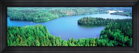 Framed Lakes &amp; forest aerial view Aulanko National Park Finland Print