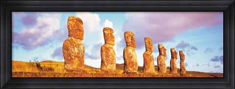 Framed 7 Statues on Easter Island Chile Print