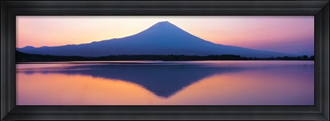 Framed Mt Fuji reflection in a lake, Shizuoka Japan Print