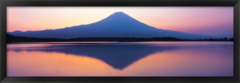 Framed Mt Fuji reflection in a lake, Shizuoka Japan Print