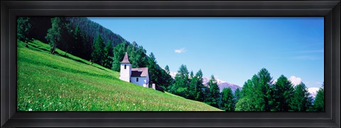 Framed Green Slopes, Engadin Switzerland Print