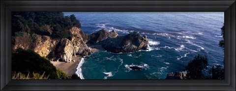 Framed Rock formations on the beach, McWay Falls, Julia Pfeiffer Burns State Park, Monterey County, Big Sur, California, USA Print