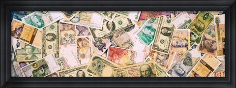 Framed Collection of currencies of various countries Print