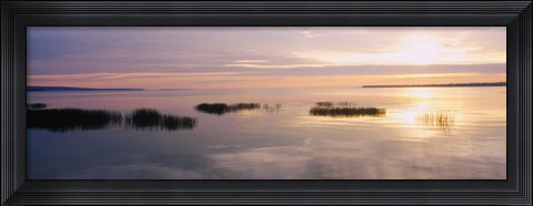 Framed Sunset over a lake, Chequamegon Bay, Lake Superior, Wisconsin, USA Print