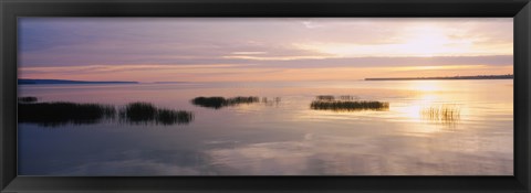 Framed Sunset over a lake, Chequamegon Bay, Lake Superior, Wisconsin, USA Print