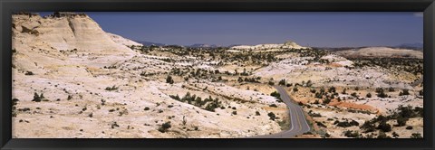 Framed Highway passing through an arid landscape, Utah State Route 12, Grand Staircase-Escalante National Monument, Utah, USA Print