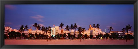 Framed Miami Beach at dusk, FL Print