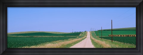 Framed Road along fields, Minnesota, USA Print