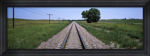 Framed Telephone poles along a railroad track, Custer County, Nebraska Print