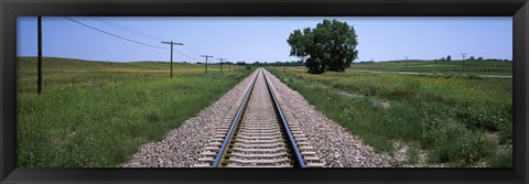 Framed Telephone poles along a railroad track, Custer County, Nebraska Print