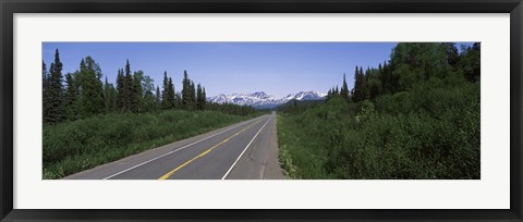 Framed Road passing through a landscape, George Parks Highway, Alaska, USA Print