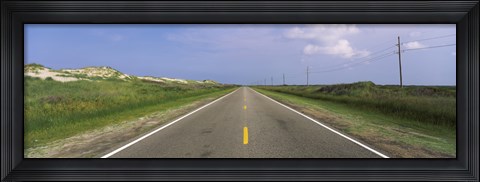 Framed Road passing through a landscape, North Carolina Highway 12, Cape Hatteras National Seashore, Outer Banks, North Carolina, USA Print