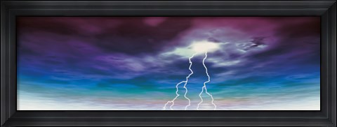 Framed Colored stormy sky w/ angry lightning Print