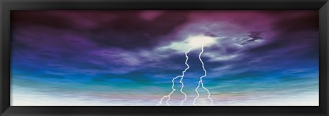 Framed Colored stormy sky w/ angry lightning Print