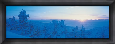 Framed Yokoteyama at sunrise Shiga Kogen Nagano Japan Print