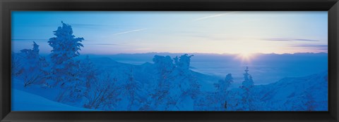 Framed Yokoteyama at sunrise Shiga Kogen Nagano Japan Print