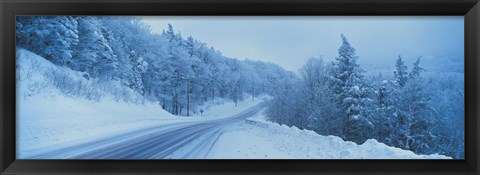 Framed Winter road NH USA Print