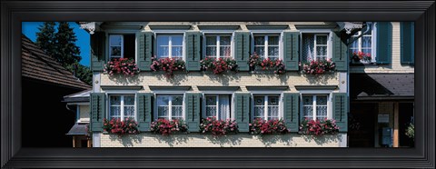 Framed Windows with Flower Boxes, Appenzell Switzerland Print