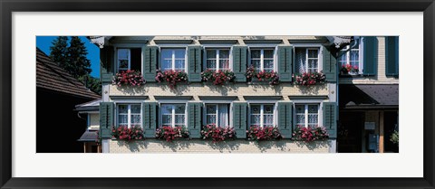 Framed Windows with Flower Boxes, Appenzell Switzerland Print