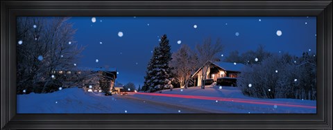 Framed Houses snowfall NH USA Print