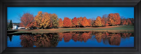 Framed Autumn by the Lake, Laurentide Quebec Canada Print