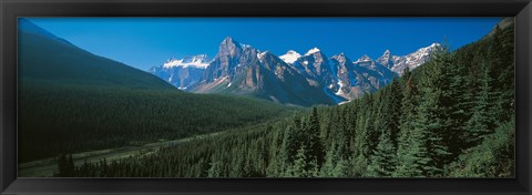 Framed Forest with Mountains in the Background, Banff National Park Canada Print