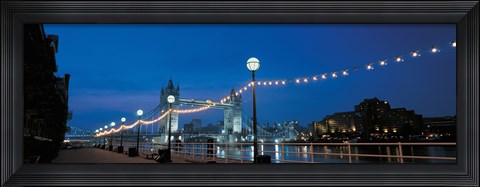Framed Tower Bridge London England (Nighttime with Lights) Print